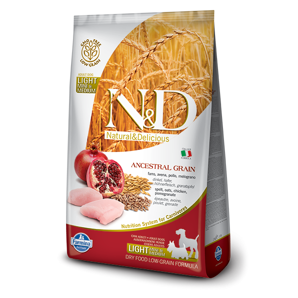 N&D Low Ancestral Grain Chicken & Pomegranate Light Mini dOG-2,5Kg