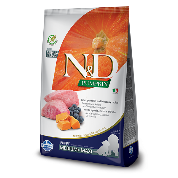 N&D Pumpkin Lamb & Blueberry Puppy Medium Maxi Canine2,5Kg 