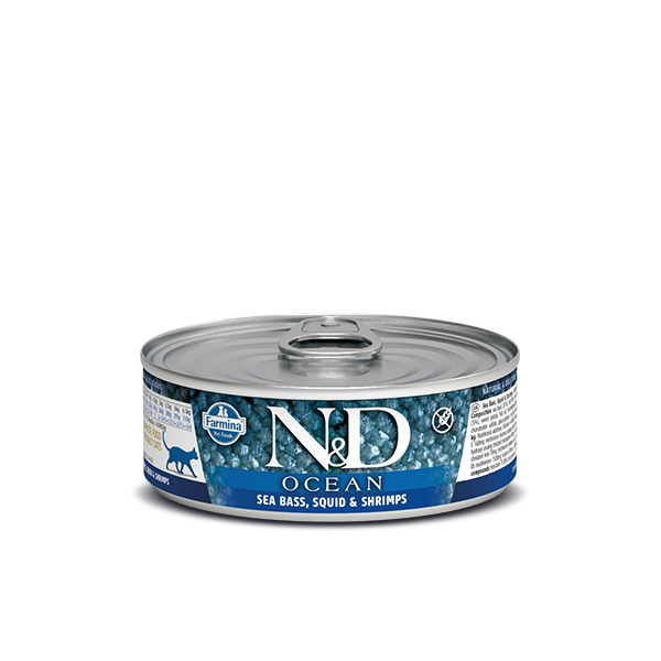 N&D Ocean Sea Bass, Squid & Shrimp Adult wet food 70g