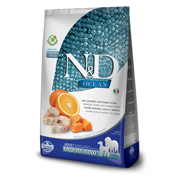 N&D OCEAN - COD - PUMPKIN & ORANGE ADULT DOG MEDIUM - MAXI -12Kg