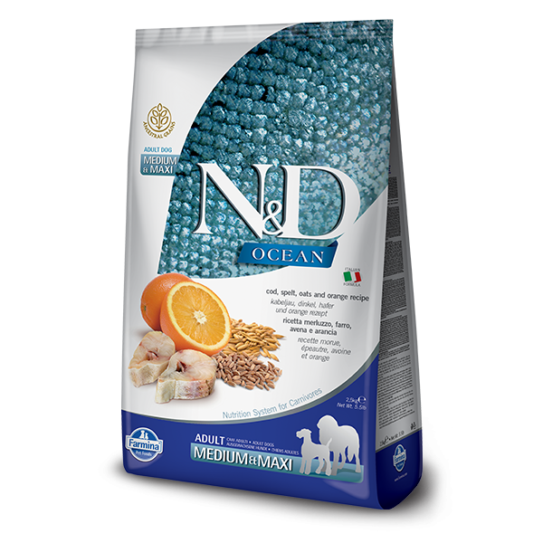 OCEAN - COD - SPELT OATS & ORANGE  ADULT DOG MEDIUM MAXI-2,5Kg