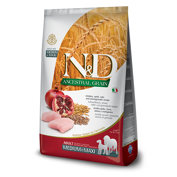 N&D Low Ancestral Grain Chicken & Pomegranate Adult Medium/Maxi Dog-12Kg