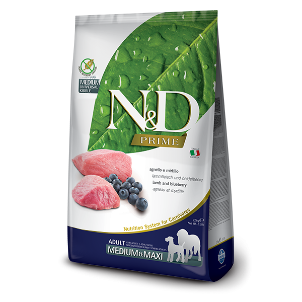 N&D Grain Free Prime Lamb & Blueberry Adult Medium/Maxi Dog-2,5Kg