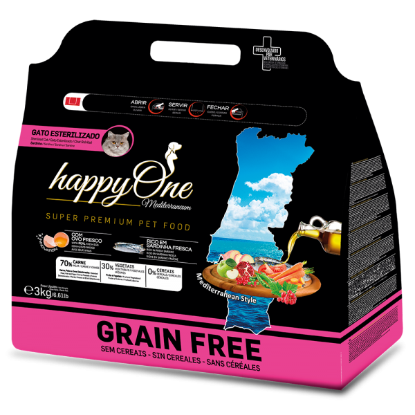HAPPYONE MEDITERRANEUM ESTERILIZADO SARDINHA GATO 3KG 