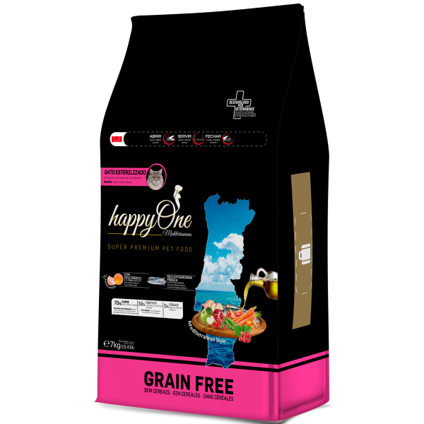 HAPPYONE MEDITERRANEUM ESTERILIZADO SARDINHA GATO 7kg