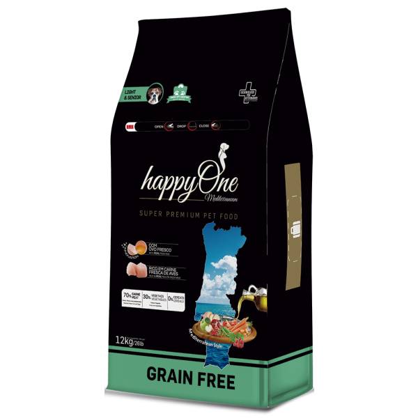 HAPPYONE MEDITERRANEUM LIGHT & SENIOR CÃO 12KG